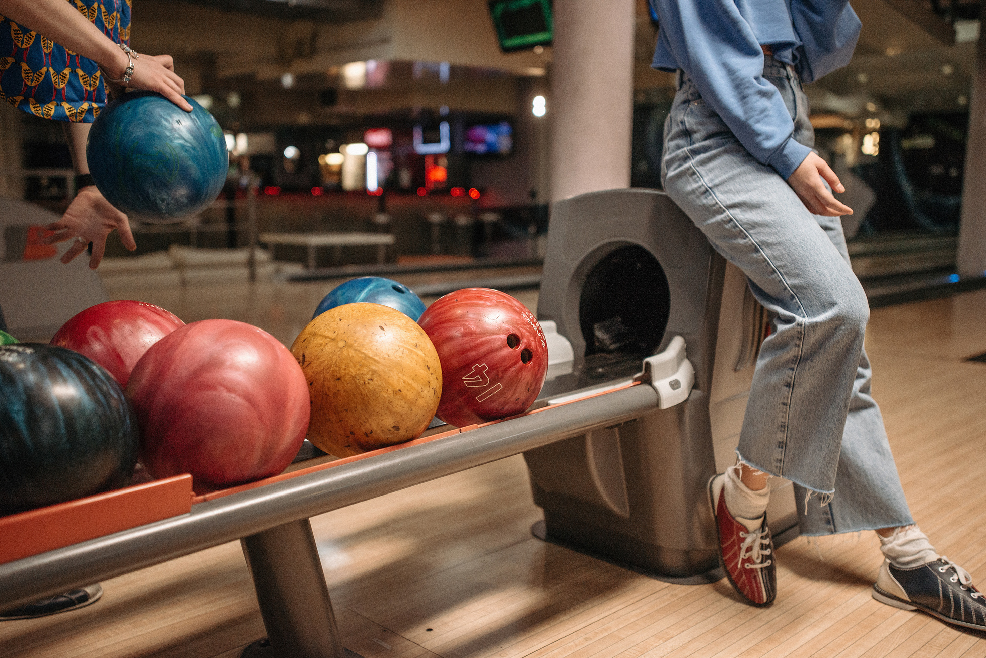 Colorful Bowling Balls in the Bowling Alley